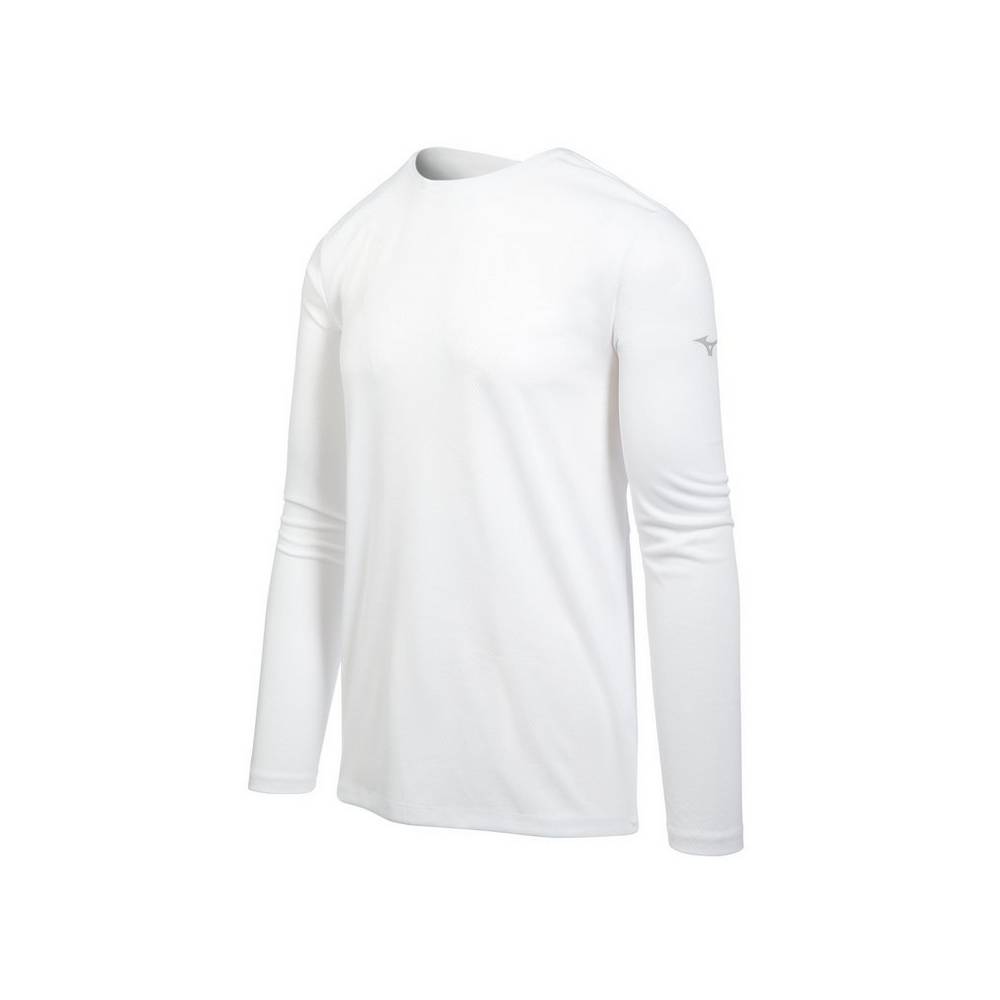 Camisetas Mizuno Long Sleeve Para Hombre Blancos 6218507-WR